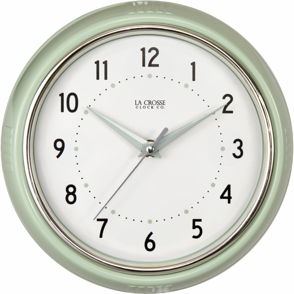 slide 1 of 1, La Crosse Technology Pistachio Diner Wall Clock - White, 9.5 in