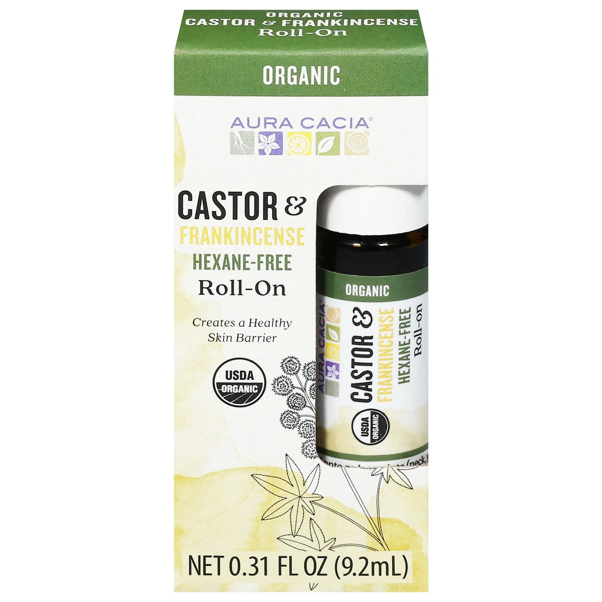 slide 1 of 4, Aura Cacia Hexane-Free Roll-On Castor & Frankincense 0.31 fl oz, 0.31 fl oz