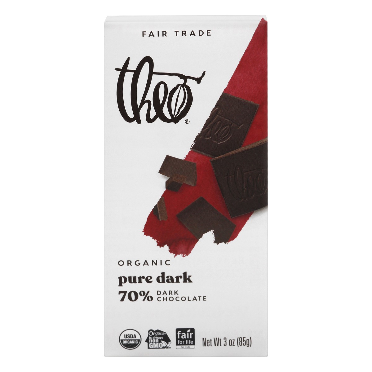 slide 1 of 1, Theo Organic Dark Chocolate Bar, 3 oz