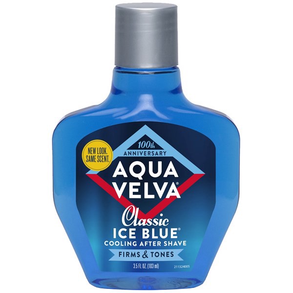 slide 1 of 9, Aqua Velva Classic Ice Blue Firms & Tones Cooling After Shave 3.5 fl oz, 3.50 ct