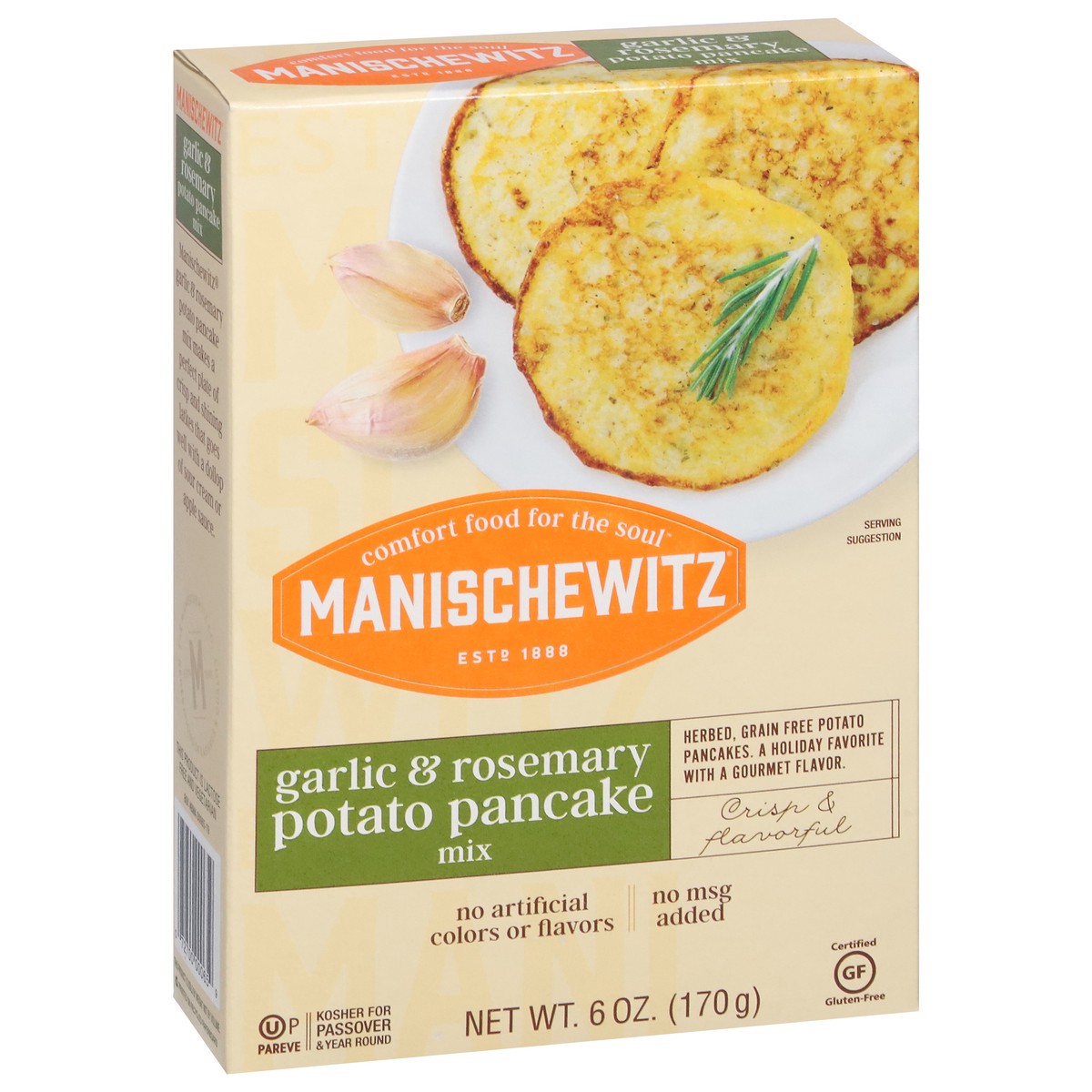 slide 2 of 9, Manischewitz Garlic & Rosemary Potato Pancake Mix 6 oz, 6 oz