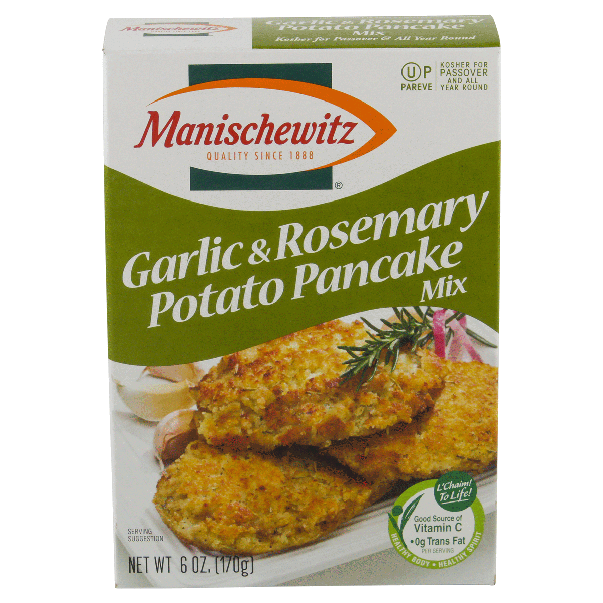 slide 1 of 9, Manischewitz Garlic & Rosemary Potato Pancake Mix 6 oz, 6 oz