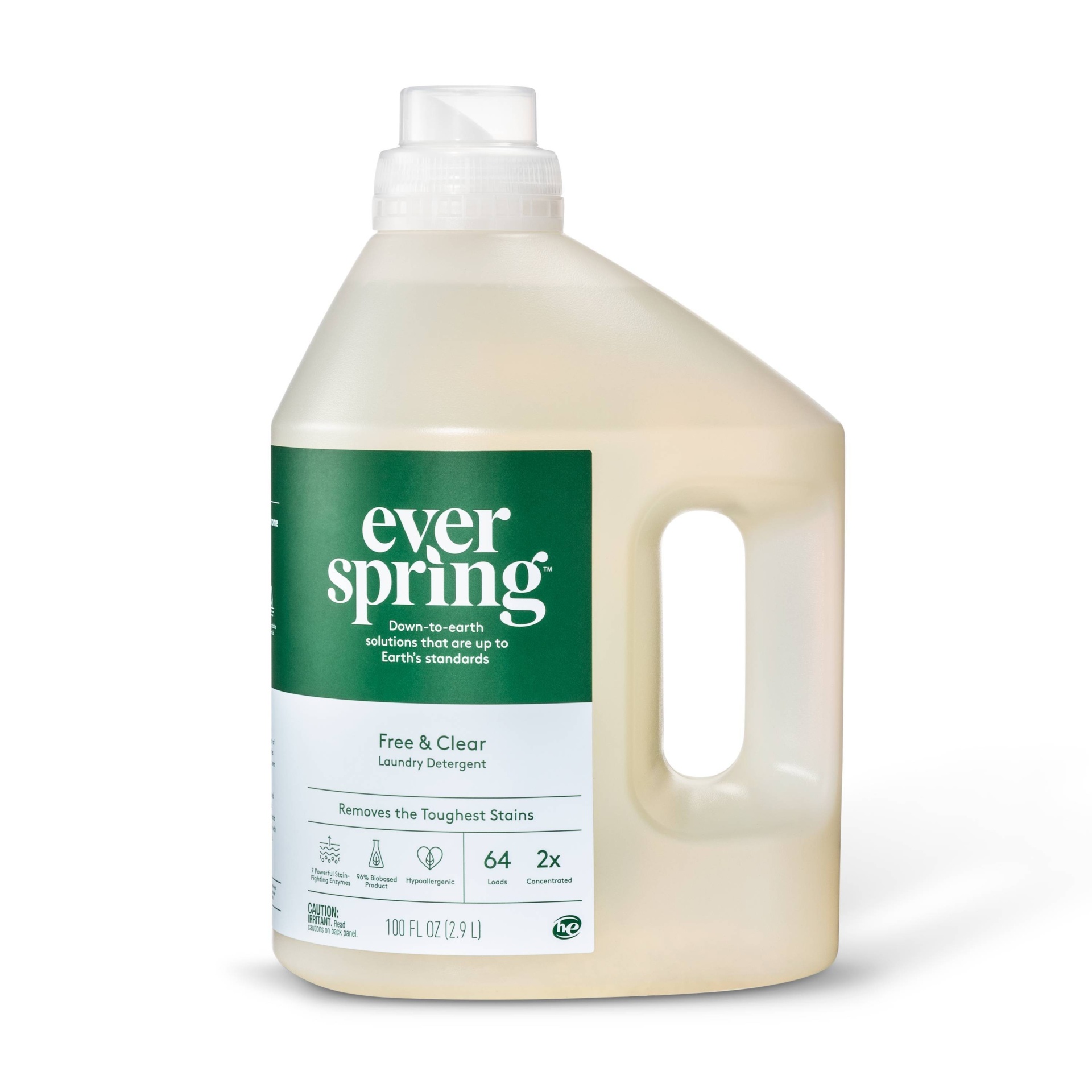 slide 1 of 3, Free & Clear Liquid Laundry Detergent - Everspring, 100 fl oz