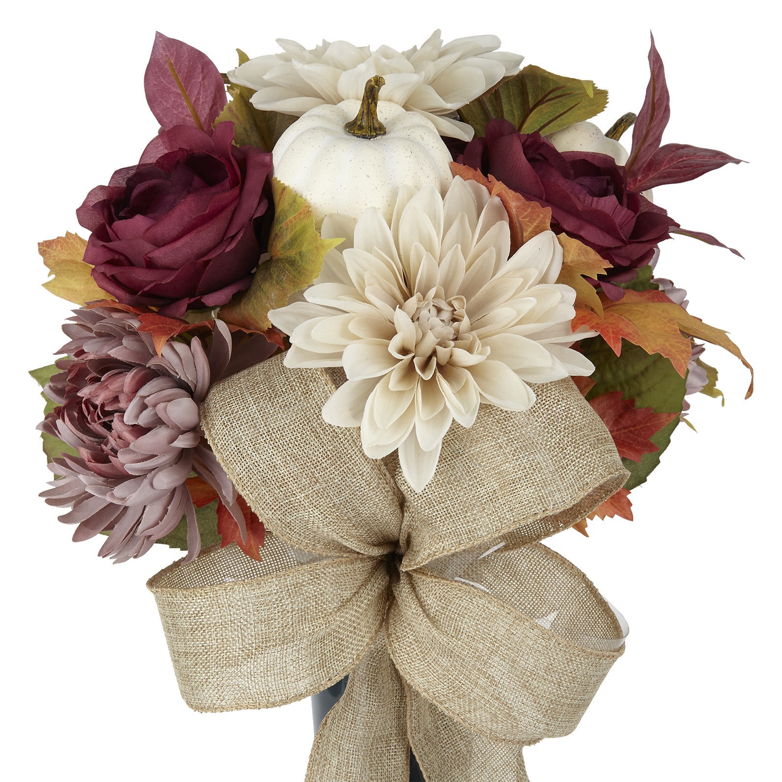 slide 2 of 2, Burgundy & Cream Fall Dahlia, Pumpkin & Rose Remembrance Cone By Ashland, 12 in x 12 in x 21 in