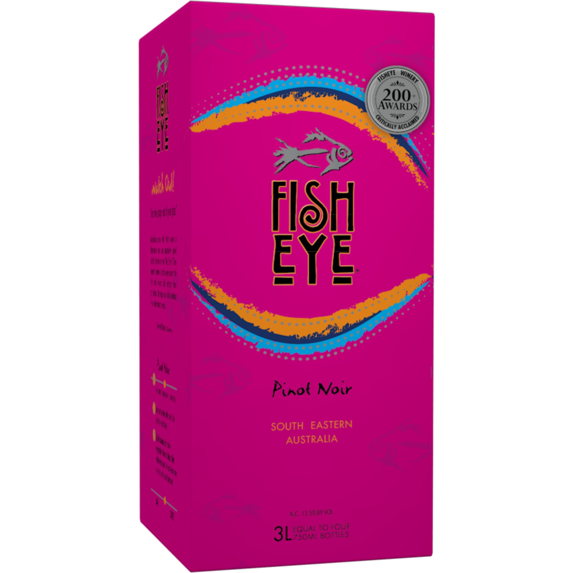 slide 1 of 2, Fish Eye Pinot Noir, Red Wine, South Eastern Australia , 1 ct, 3L Box, 3 liter