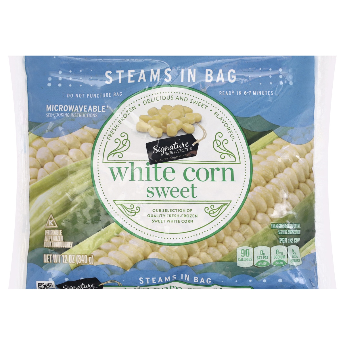 slide 1 of 9, Signature Select Steams in Bag Sweet White Corn 12 oz, 12 oz