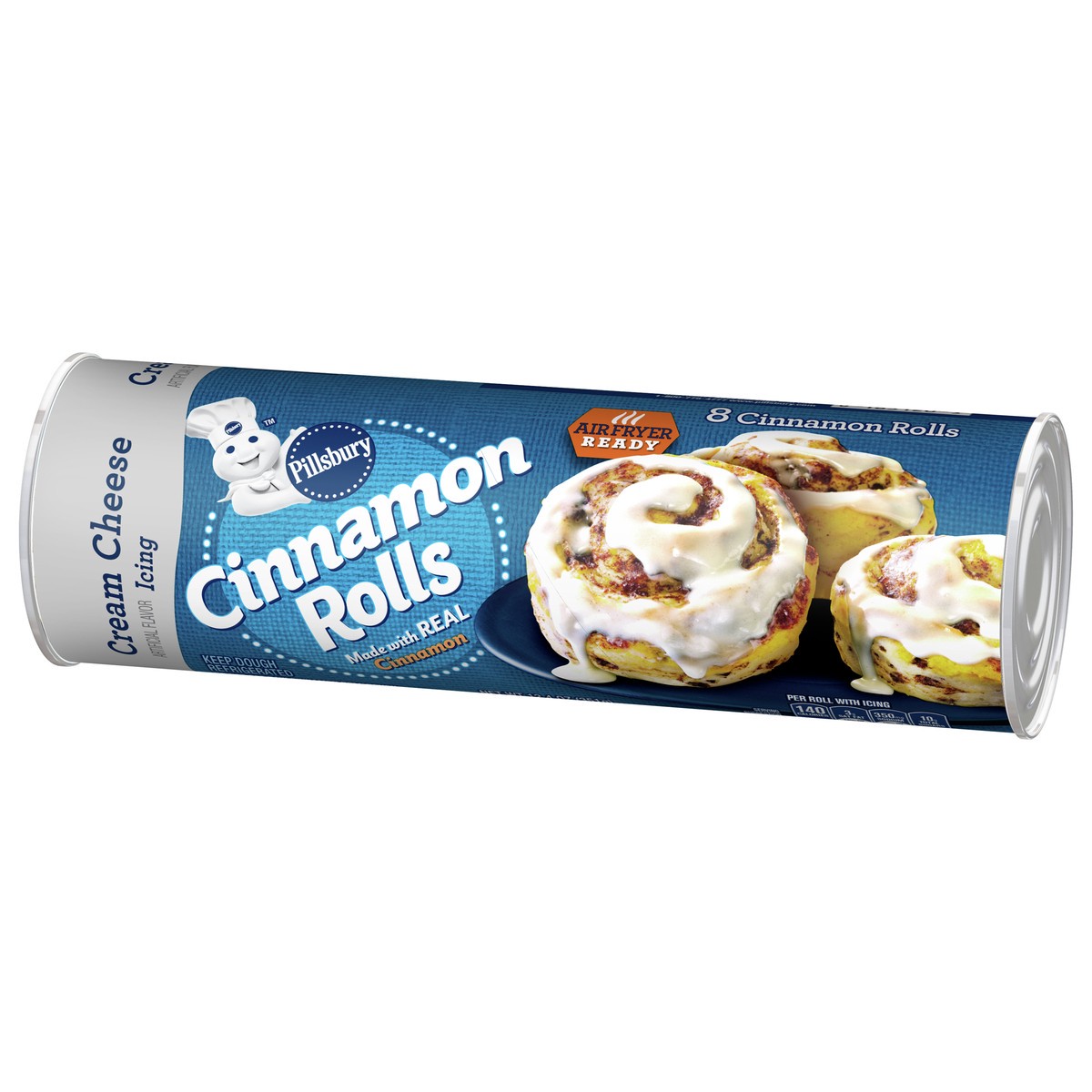 slide 3 of 9, Pillsbury Cinnamon Rolls with Cream Cheese Icing, Refrigerated Canned Pastry Dough, 8 ct., 12.4 oz, 8 ct