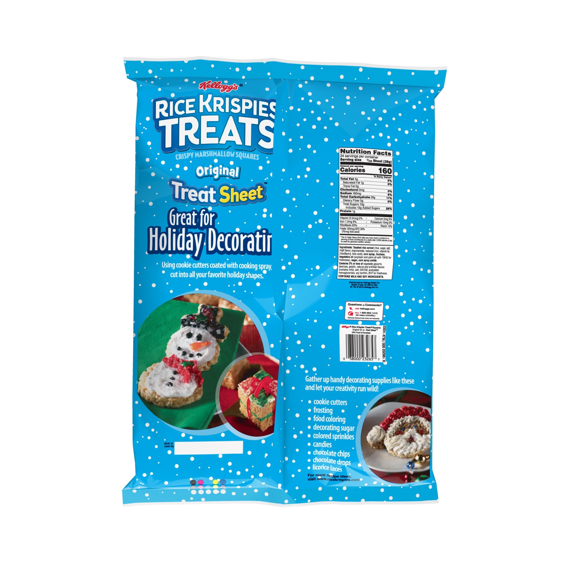 slide 2 of 3, Kellogg's Rice Krispies Treats Marshmallow Snack Sheet, Holiday Snacks, Treat Making, Baking Project, Original, 32 oz