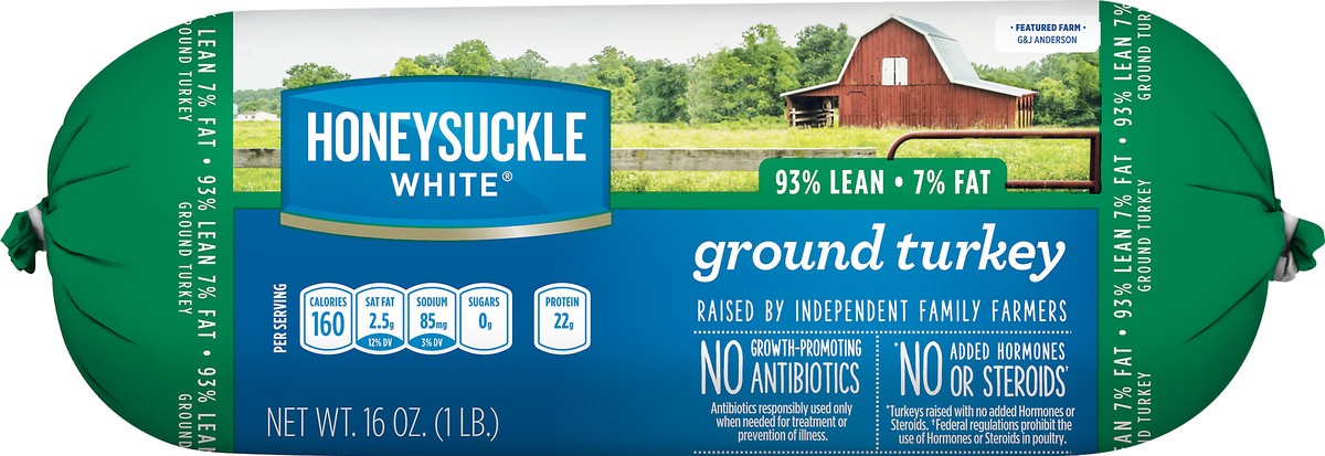 slide 4 of 5, Honeysuckle White 93% Lean Fat Ground Turkey Roll, 16 oz