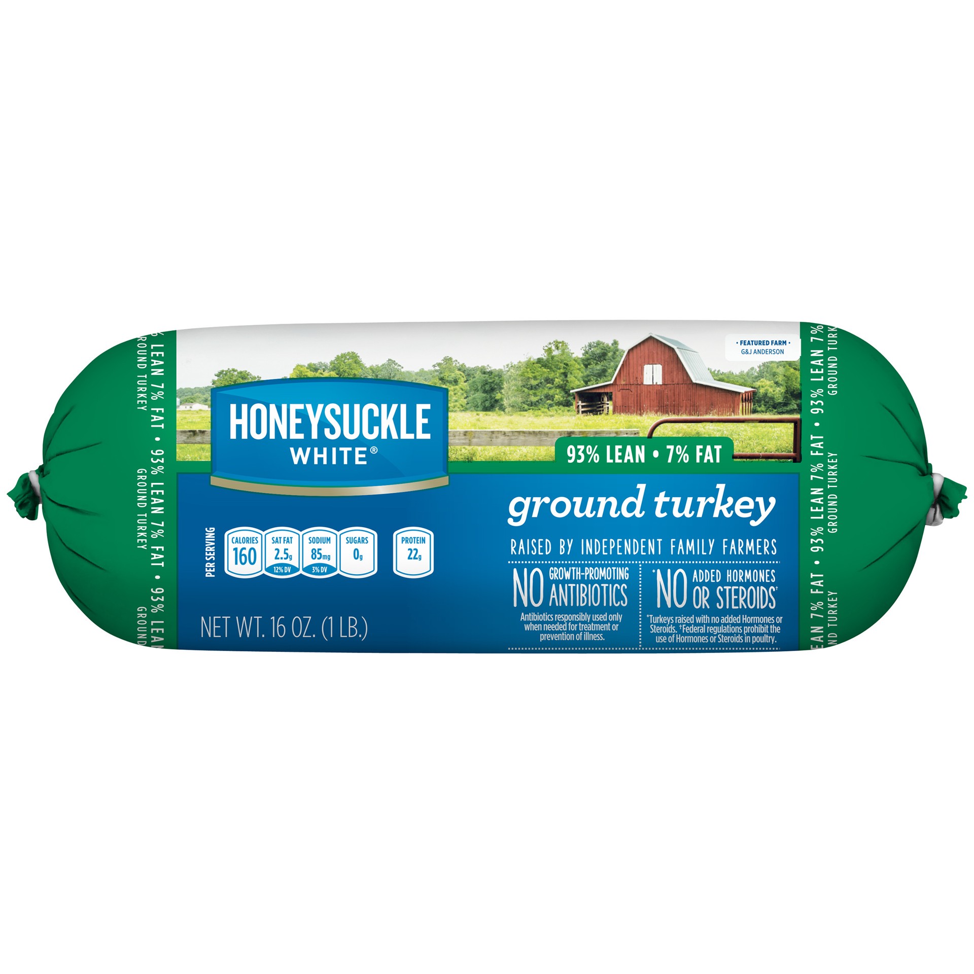 slide 1 of 5, Honeysuckle White 93% Lean Fat Ground Turkey Roll, 16 oz