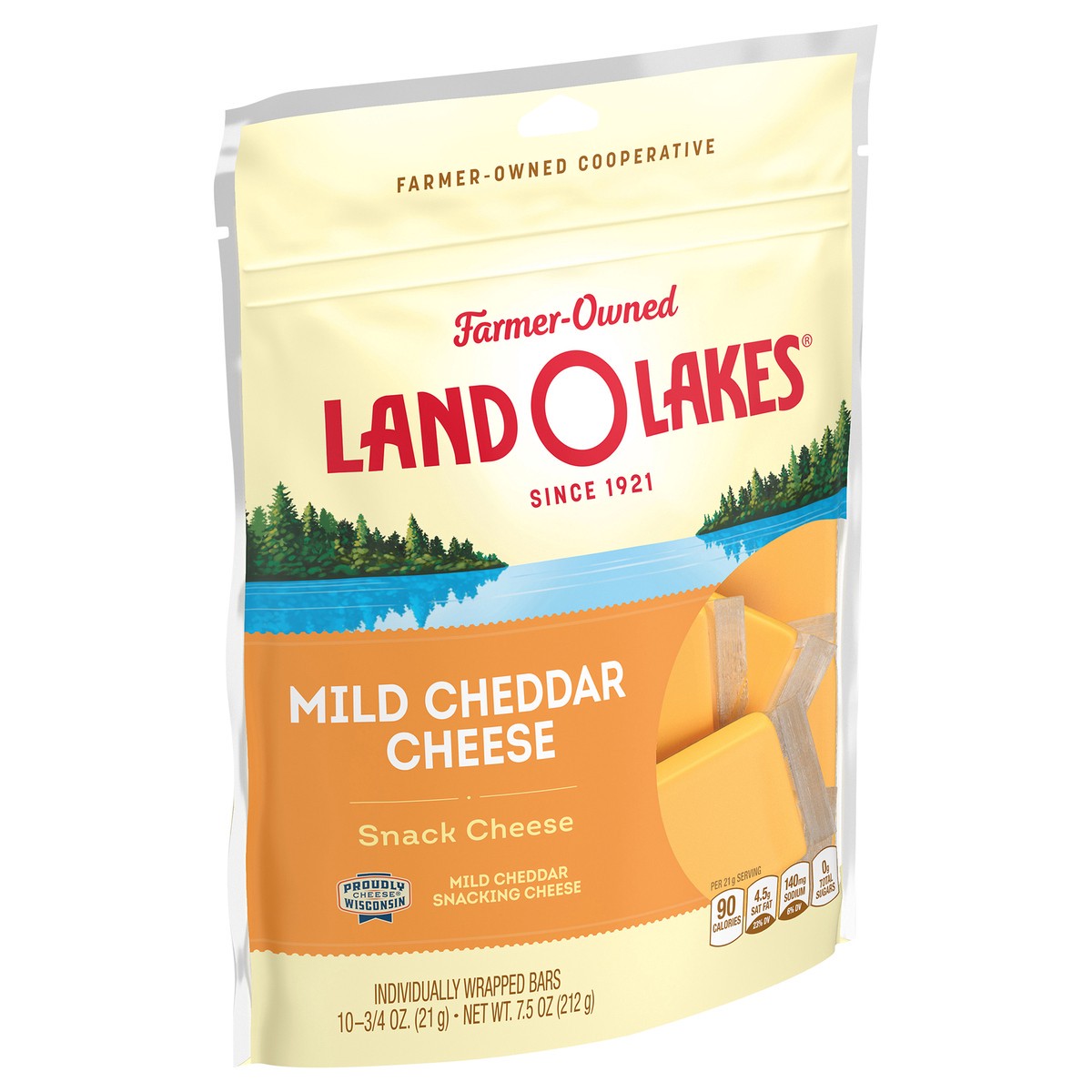 slide 7 of 11, Land O'Lakes Mild Cheddar Snack Cheese, 10 Count, 7.5 oz Bag, 10 ct