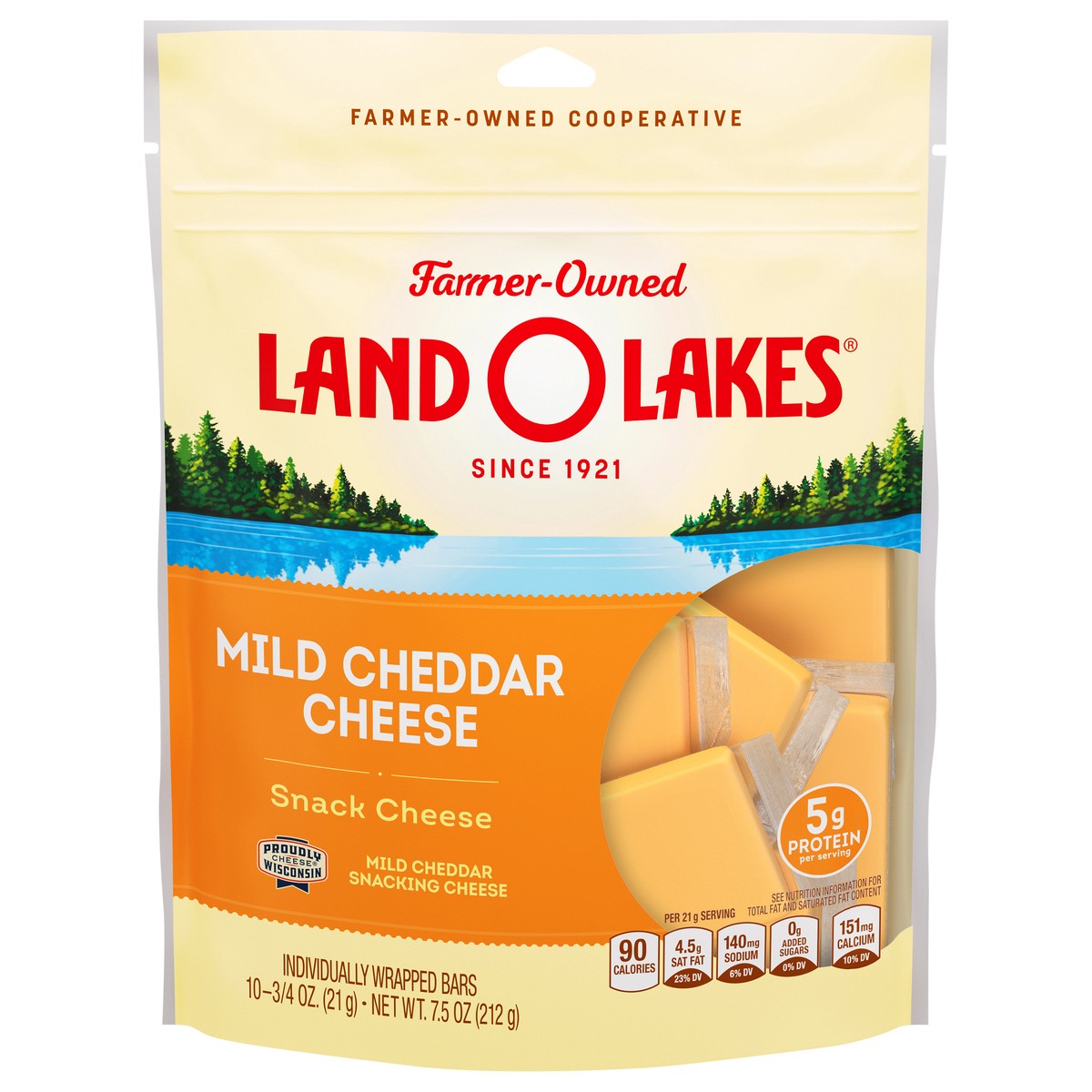 slide 1 of 11, Land O'Lakes Mild Cheddar Snack Cheese, 7.5 oz