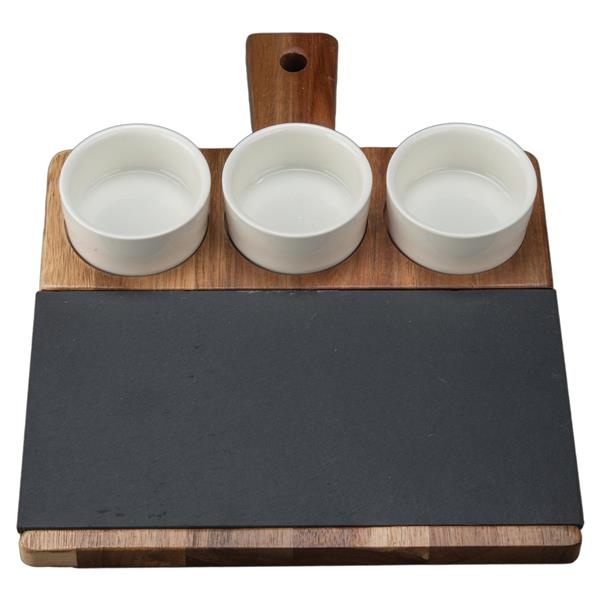 slide 1 of 1, BIA Cordon Bleu Appetizer Board With 3 Dip Dishes--Gift Boxed, 1 ct