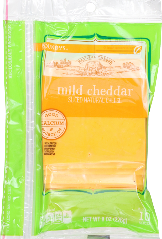 slide 2 of 4, Roundy's Roundys Mild Cheddar Sliced Cheese, 8 oz