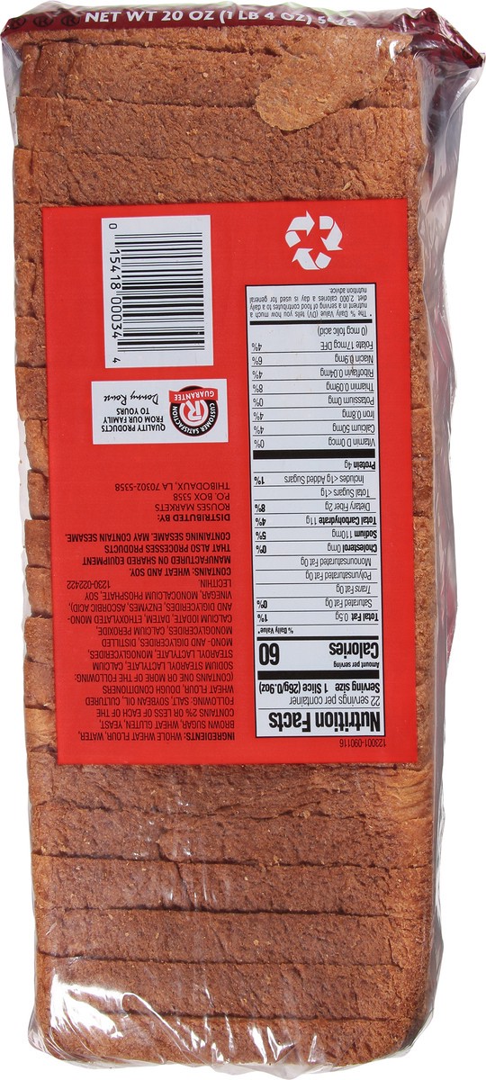 slide 2 of 9, Rouses Markets Open Top Wheat Bread 20 oz, 20 oz