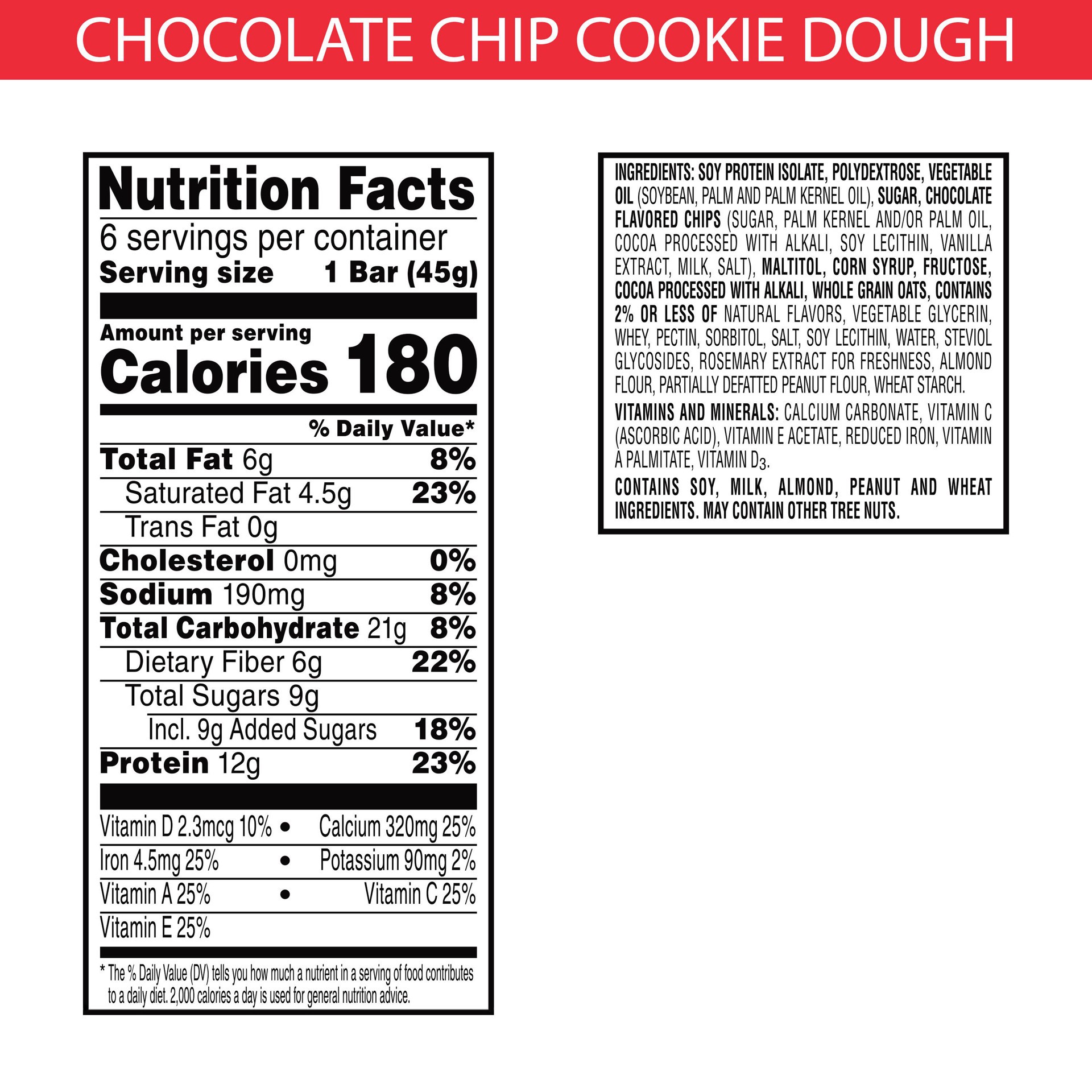 slide 4 of 5, Special K Kellogg's Special K Protein Meal Bars, Chocolatey Chip Cookie Dough, 9.5 oz, 6 Count, 9.5 oz