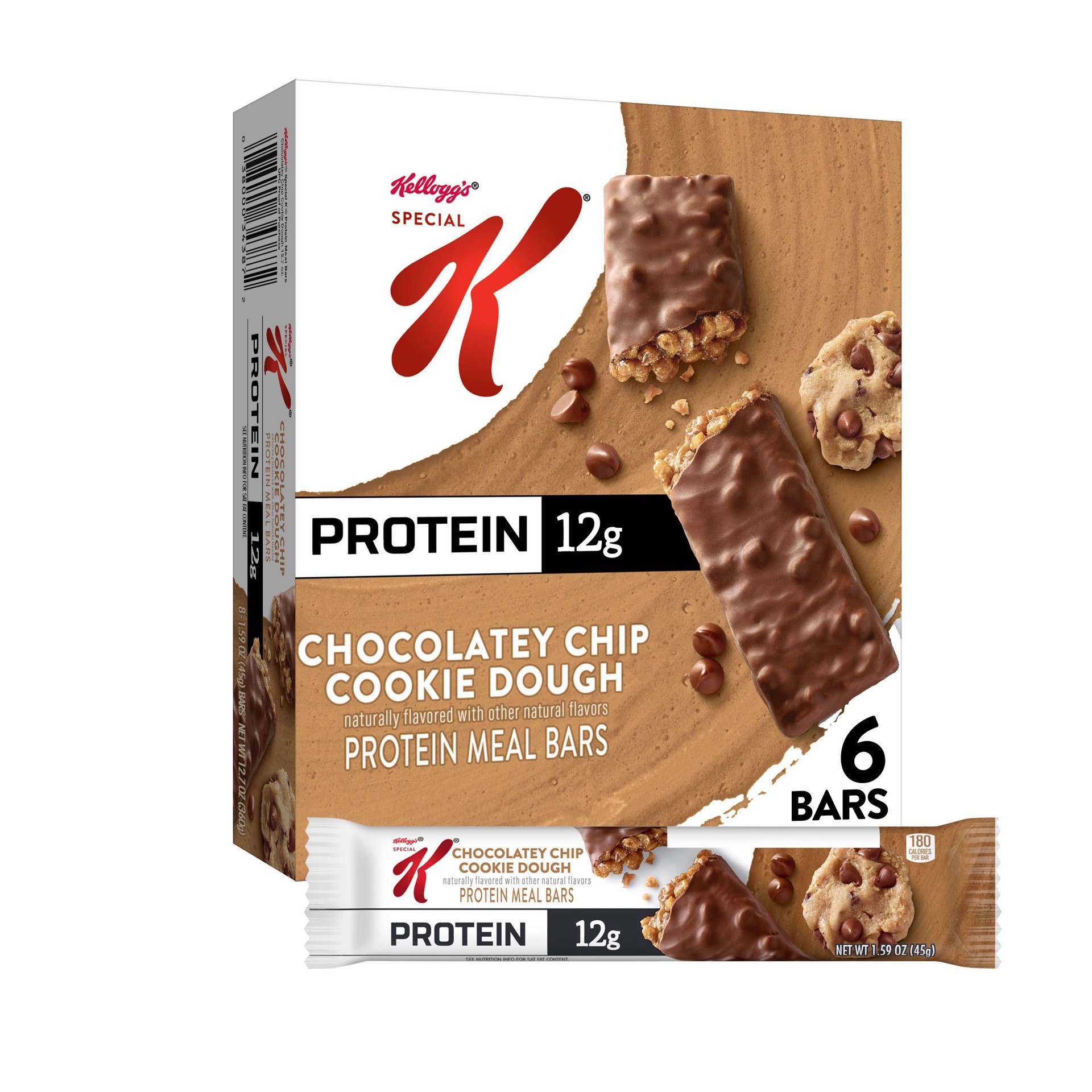 slide 1 of 5, Special K Kellogg's Special K Protein Meal Bars, Chocolatey Chip Cookie Dough, 9.5 oz, 6 Count, 9.5 oz