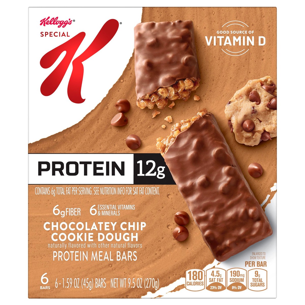 slide 1 of 5, Special K Kellogg's Special K Protein Meal Bars, Chocolatey Chip Cookie Dough, 9.5 oz, 6 Count, 9.5 oz