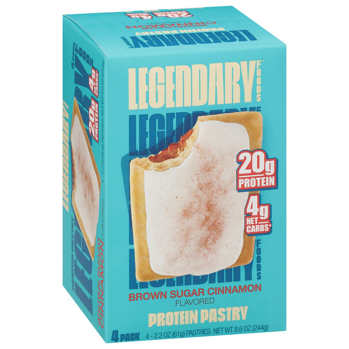 slide 7 of 9, Legendary Foods 4 Pack Brown Sugar Cinnamon Flavored Protein Pastry 4 - 2.2 oz Pastries, 4 ct