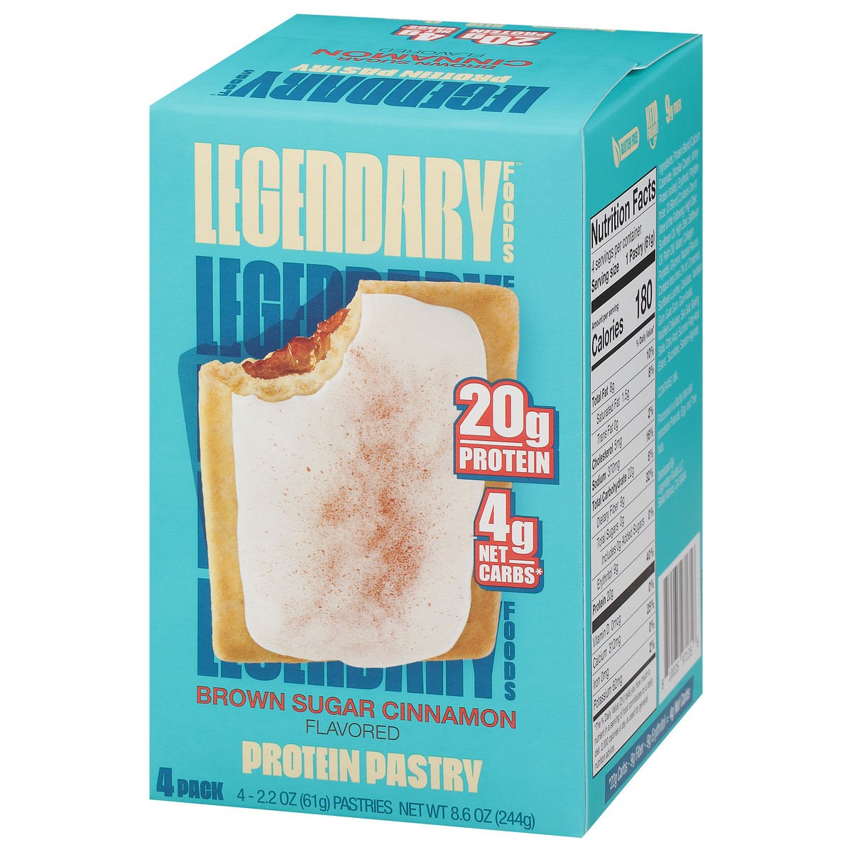 slide 3 of 9, Legendary Foods 4 Pack Brown Sugar Cinnamon Flavored Protein Pastry 4 - 2.2 oz Pastries, 4 ct