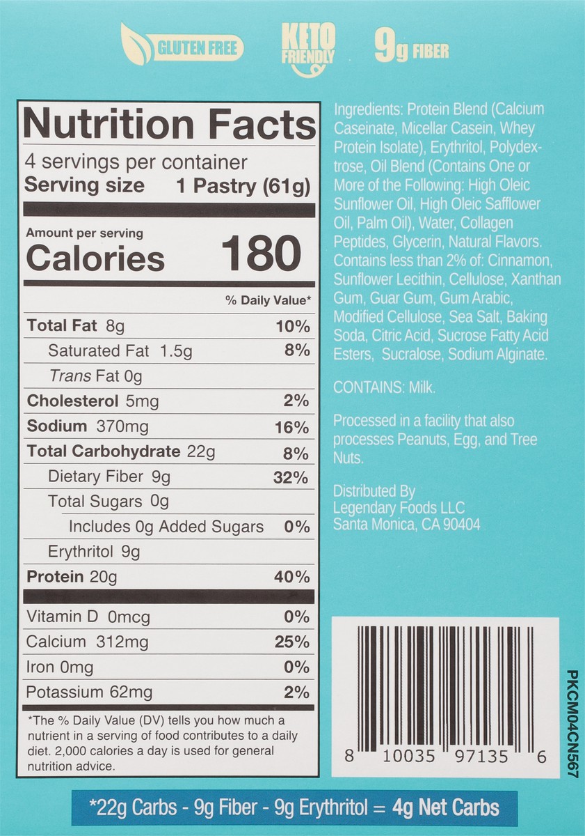 slide 4 of 9, Legendary Foods 4 Pack Brown Sugar Cinnamon Flavored Protein Pastry 4 - 2.2 oz Pastries, 4 ct