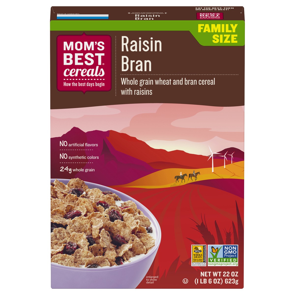 slide 7 of 13, MOM's Best Cereals Mom's Best Raisin Bran Cereal, Non-GMO Project Verified, Made with Whole Grain, Heart Healthy, No High Fructose Corn Syrup, 22 Oz Box, 22 oz