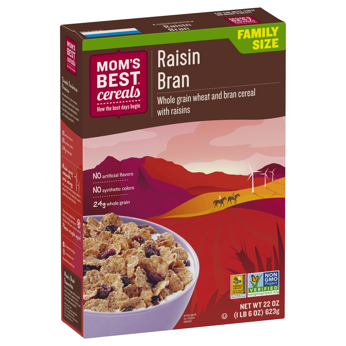 slide 8 of 13, MOM's Best Cereals Mom's Best Raisin Bran Cereal, Non-GMO Project Verified, Made with Whole Grain, Heart Healthy, No High Fructose Corn Syrup, 22 Oz Box, 22 oz