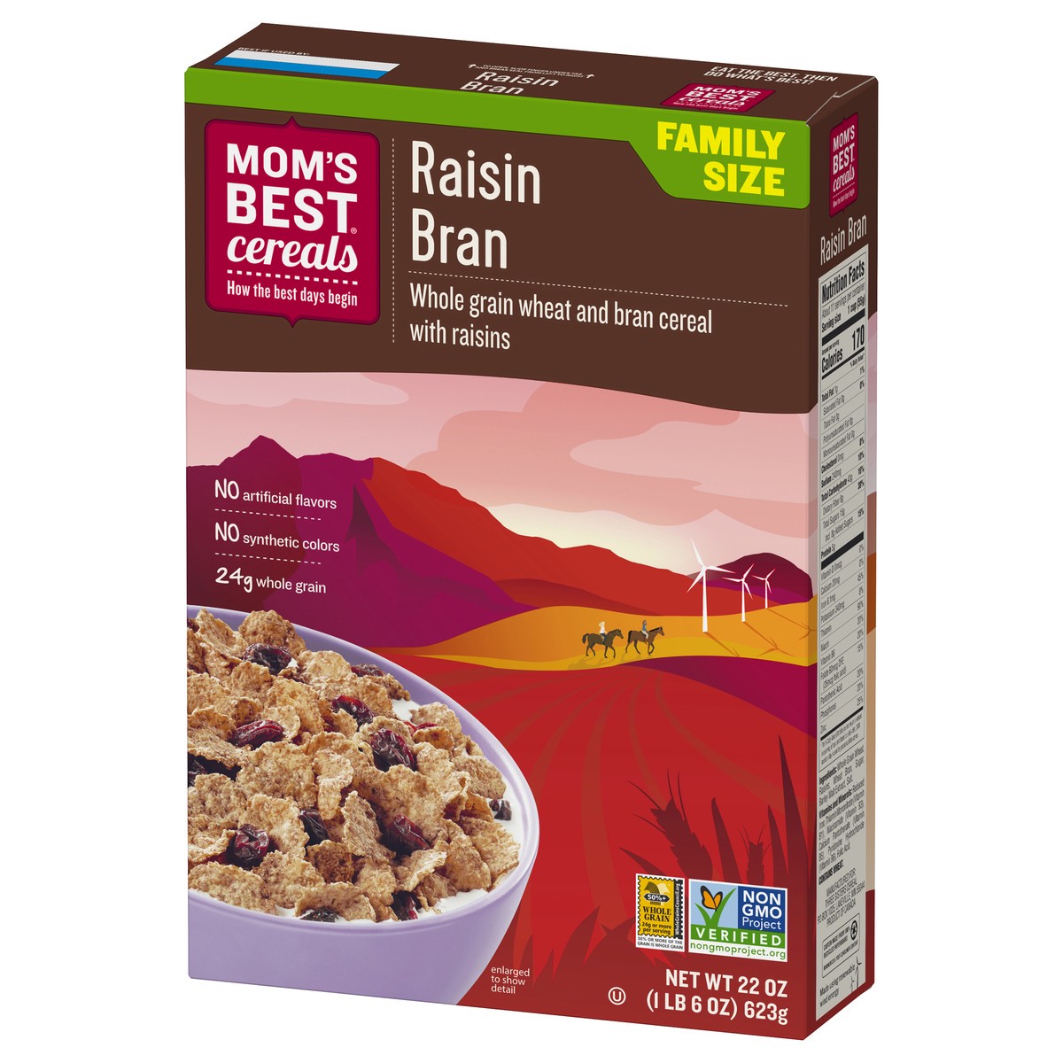 slide 9 of 13, MOM's Best Cereals Mom's Best Raisin Bran Cereal, Non-GMO Project Verified, Made with Whole Grain, Heart Healthy, No High Fructose Corn Syrup, 22 Oz Box, 22 oz