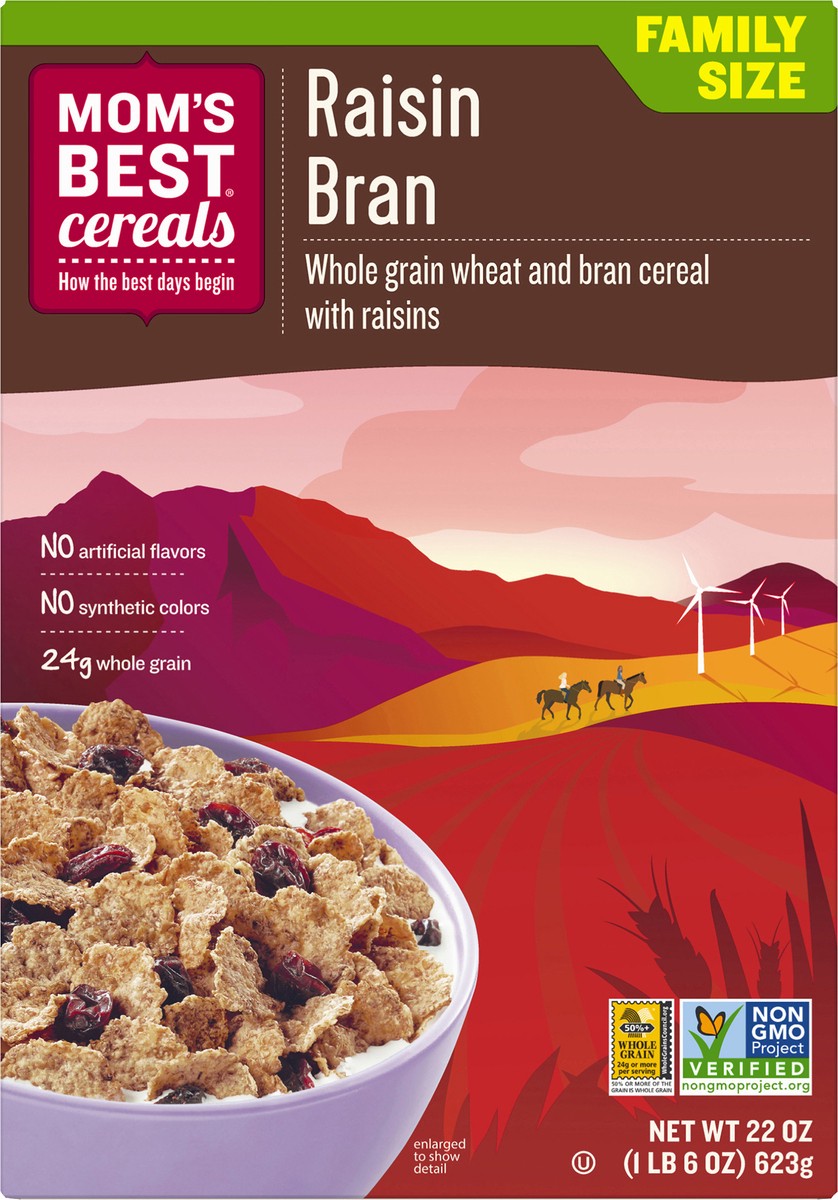 slide 4 of 13, MOM's Best Cereals Mom's Best Raisin Bran Cereal, Non-GMO Project Verified, Made with Whole Grain, Heart Healthy, No High Fructose Corn Syrup, 22 Oz Box, 22 oz