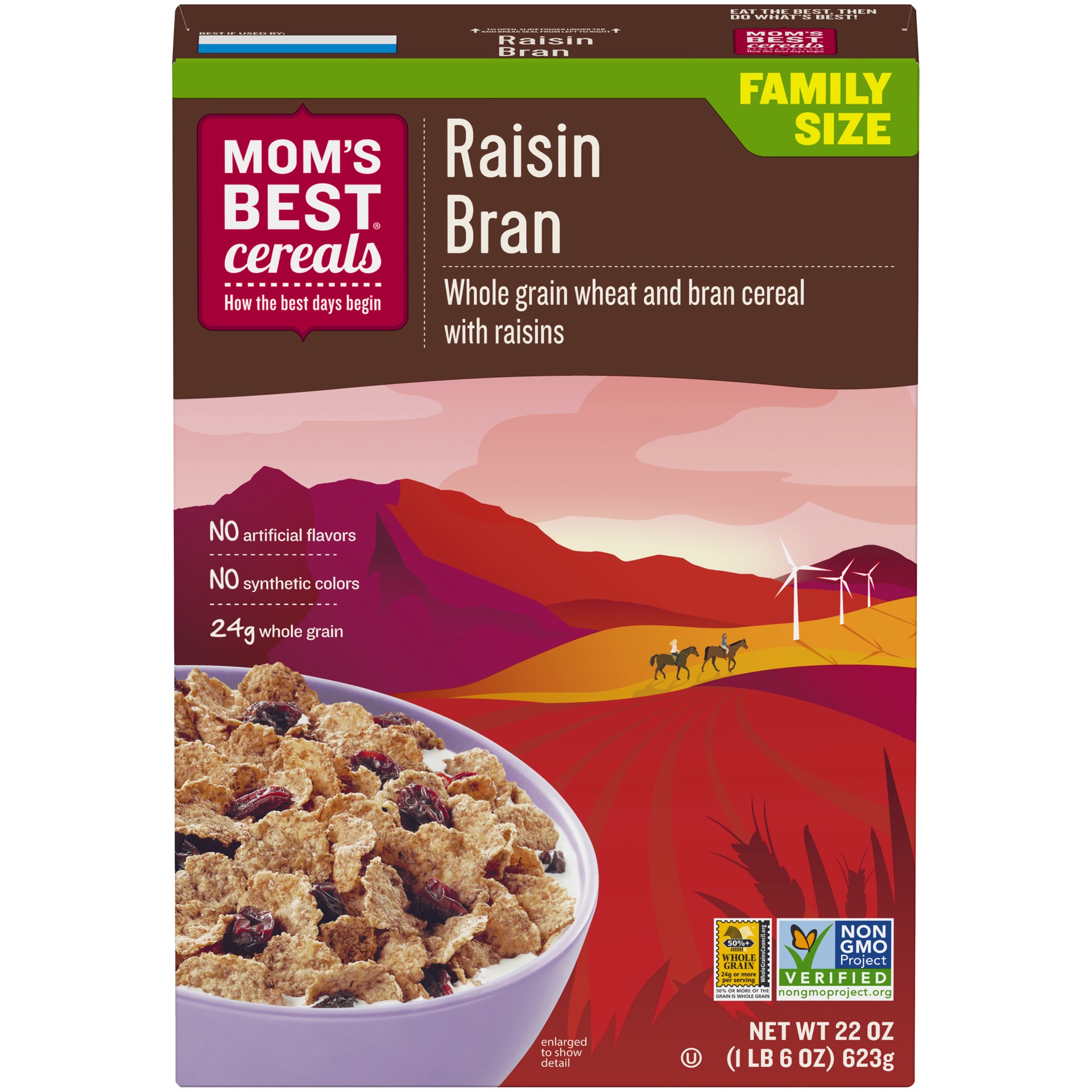 slide 1 of 13, MOM's Best Cereals Mom's Best Raisin Bran Cereal, Non-GMO Project Verified, Made with Whole Grain, Heart Healthy, No High Fructose Corn Syrup, 22 Oz Box, 22 oz