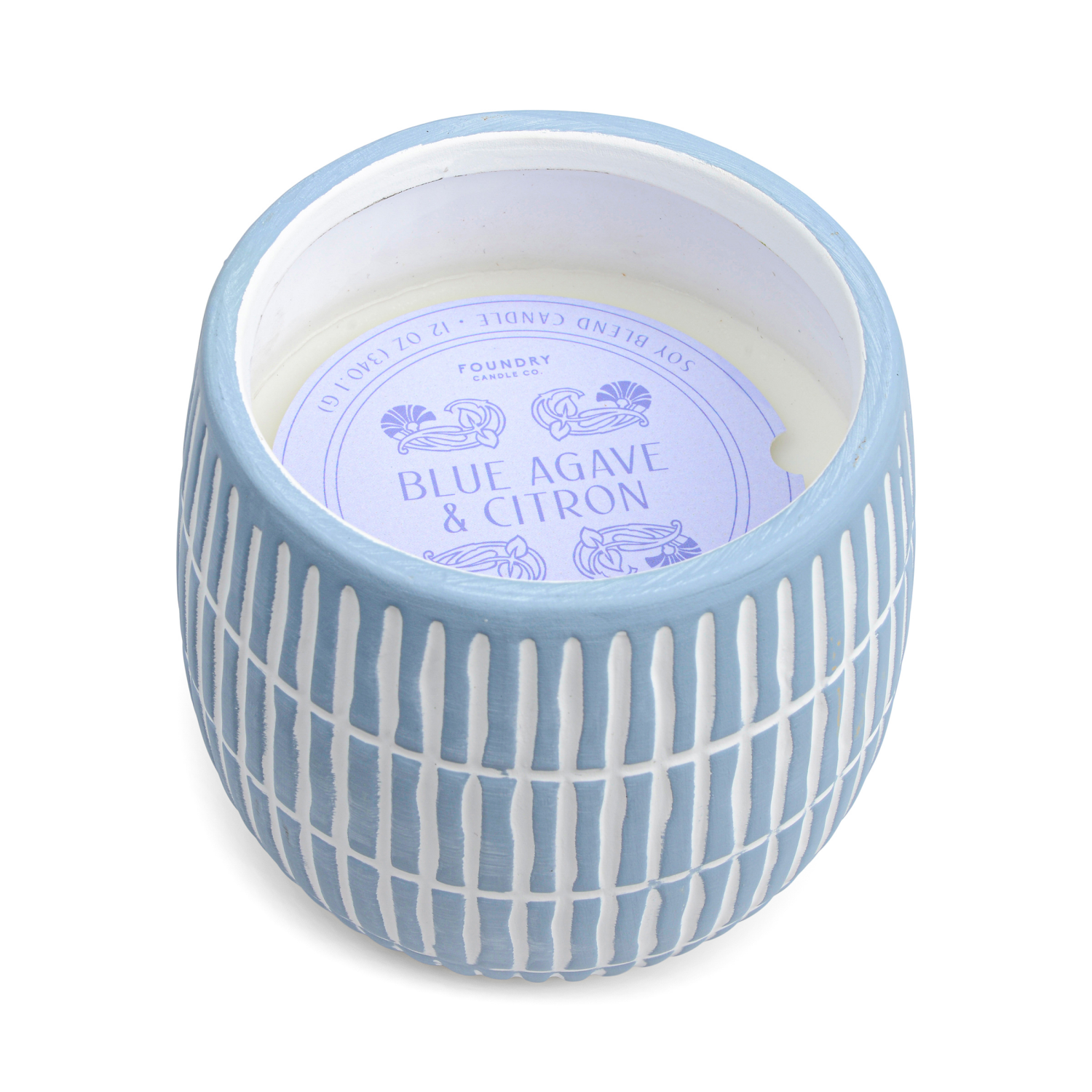 slide 2 of 2, Foundry Etched Blue Agave Citron Candle Blue 12 oz, 12 oz