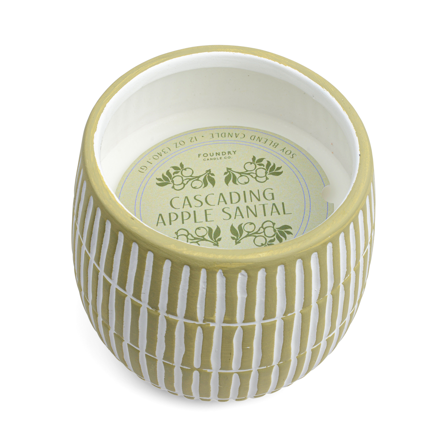 slide 2 of 2, Foundry Etched Apple Santal Candle Green 12oz, 12 oz