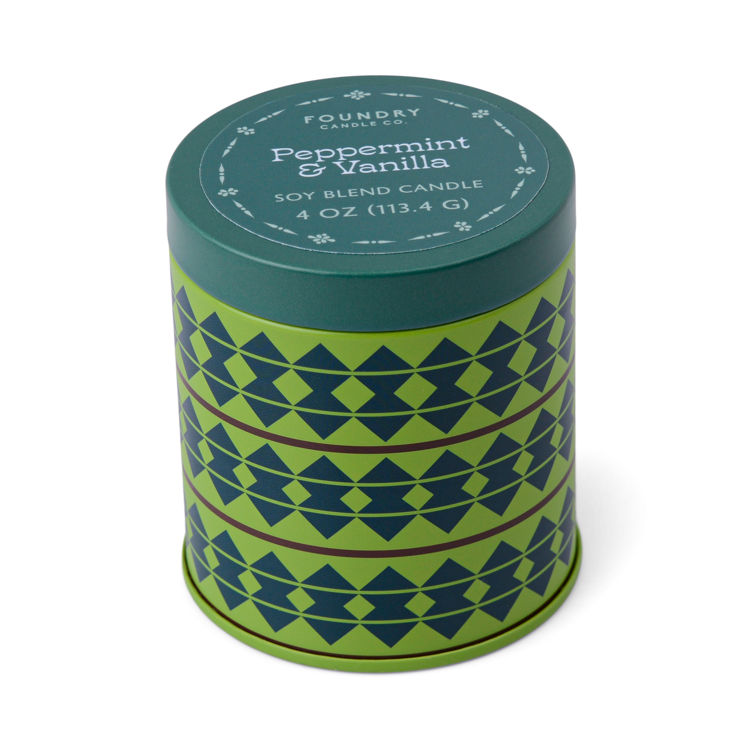 slide 3 of 3, Foundry Metal Tin Candle Peppermint Vanilla 4oz, 4 oz