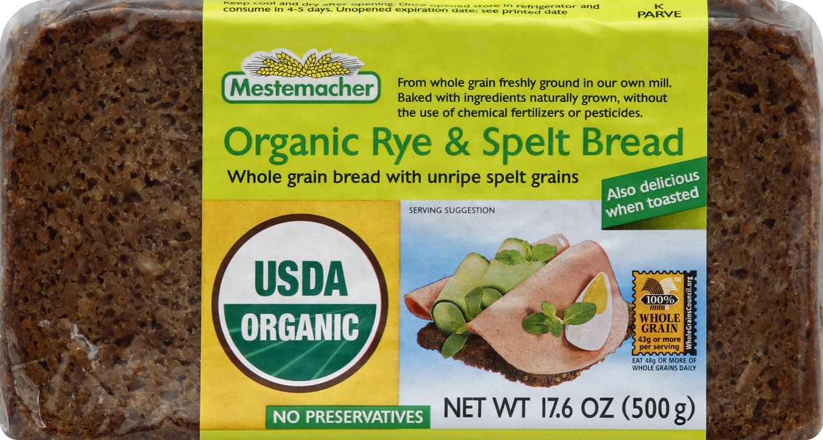 slide 5 of 5, Mestemacher Rye & Speit Bread, 17.6 oz