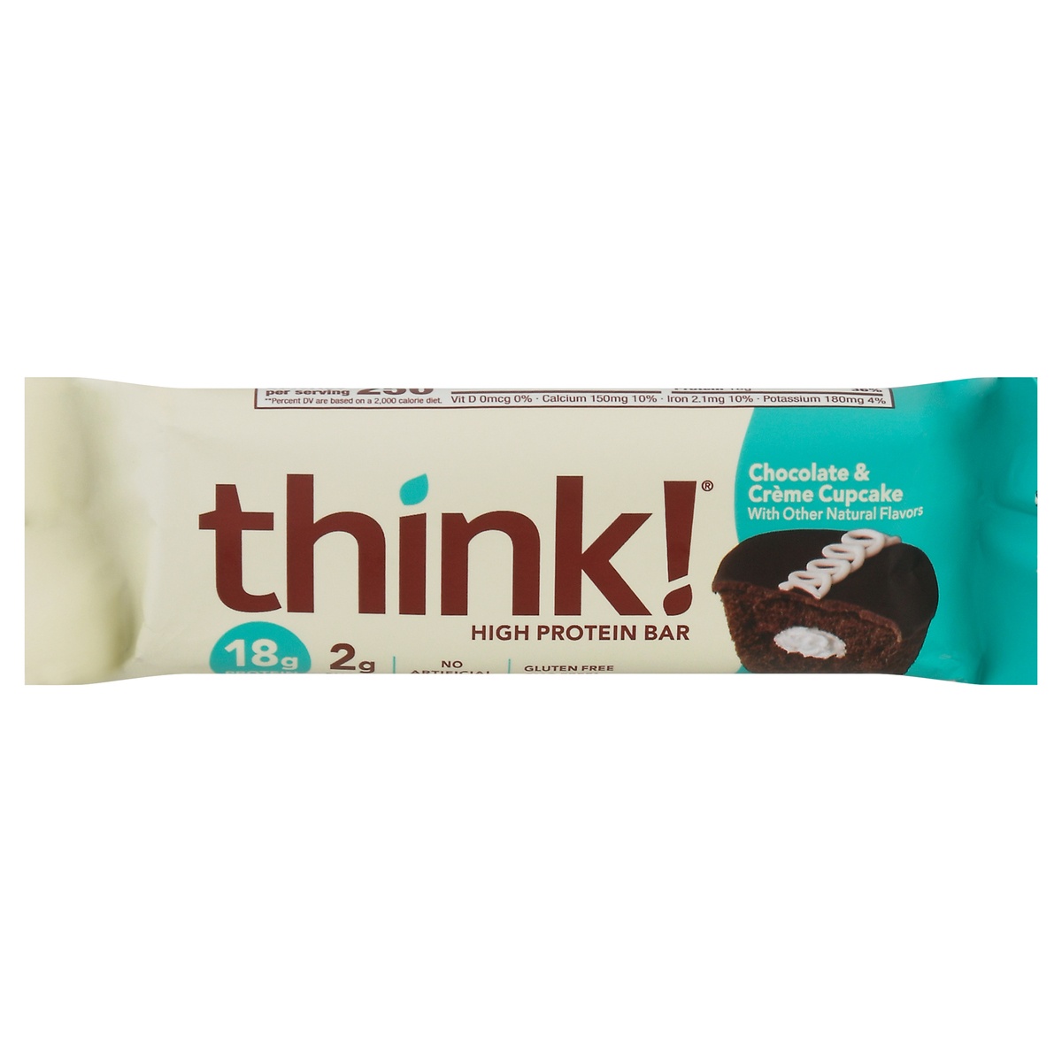 slide 1 of 1, think! Chocolate Creme Cupcake Protein Bar, 2.3 oz