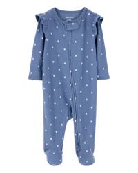 Carter's Baby Mini Floral 2-Way Zip Ribbed Sleep & Play Pajamas - Blue Blue 6M