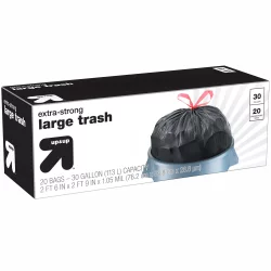 Extra-Strong Large Drawstring Trash Bags - 30 Gallon - 20ct - up & up