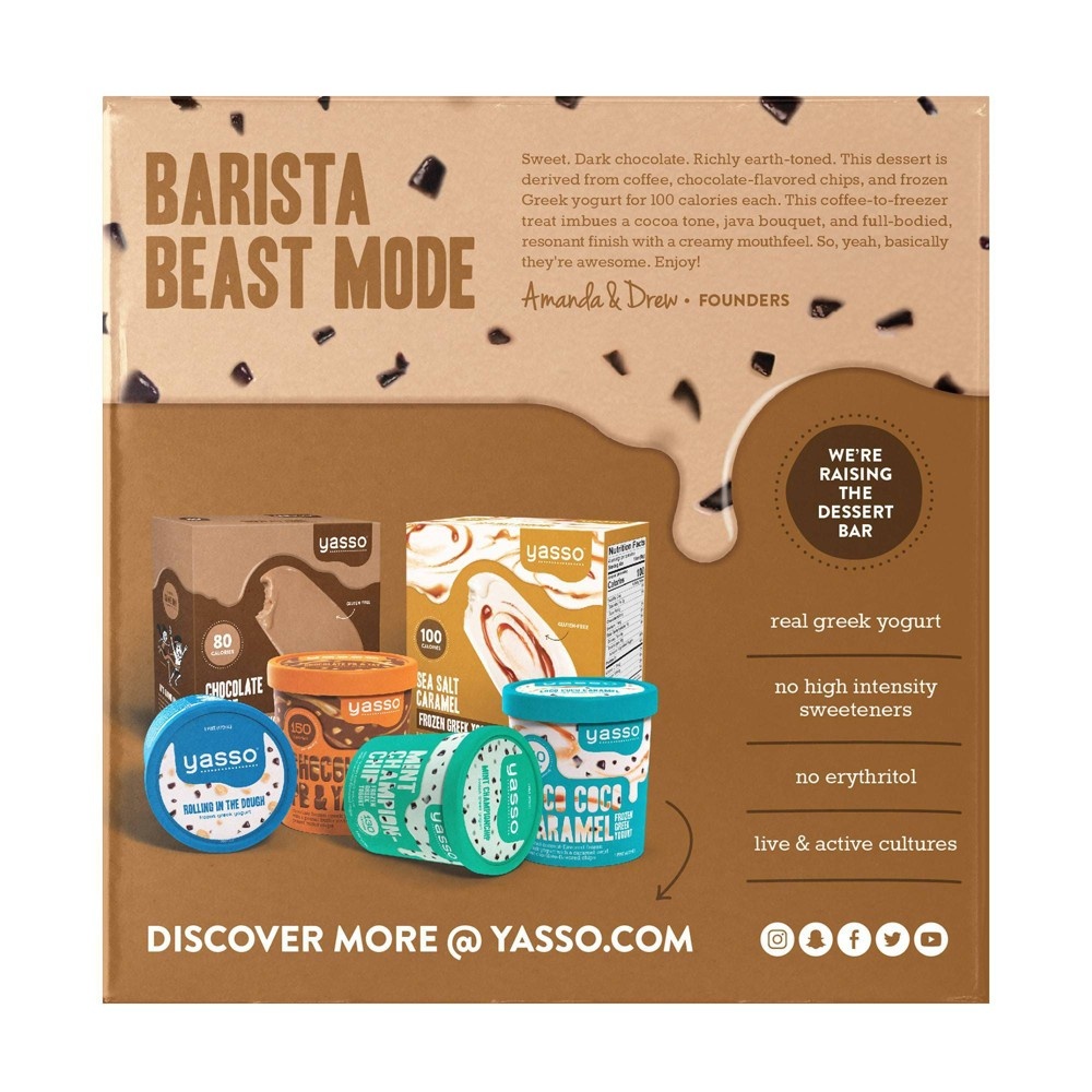 Yasso Frozen Greek Yogurt Coffee Chocolate Chip Bars 4 ct; 3.5 fl oz Shipt