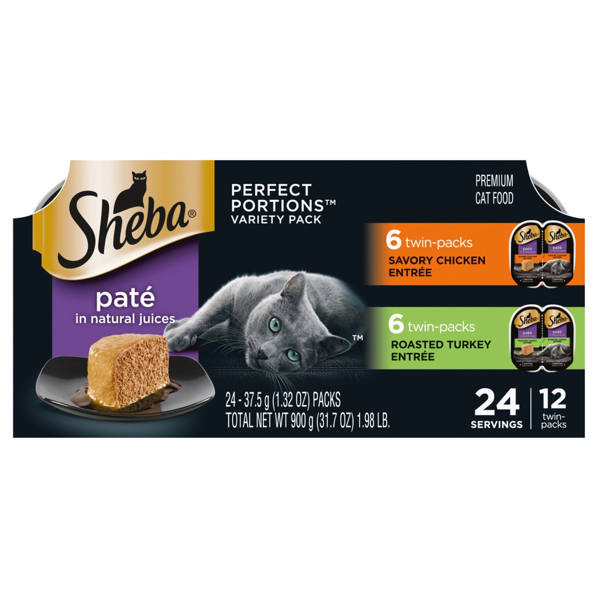 slide 1 of 4, Sheba Perfect Portions Pate Chicken & Turkey Premium Adult Wet Cat Food All Stages - 2.6oz/12ct Variety Pack, 2.6 oz, 12 ct