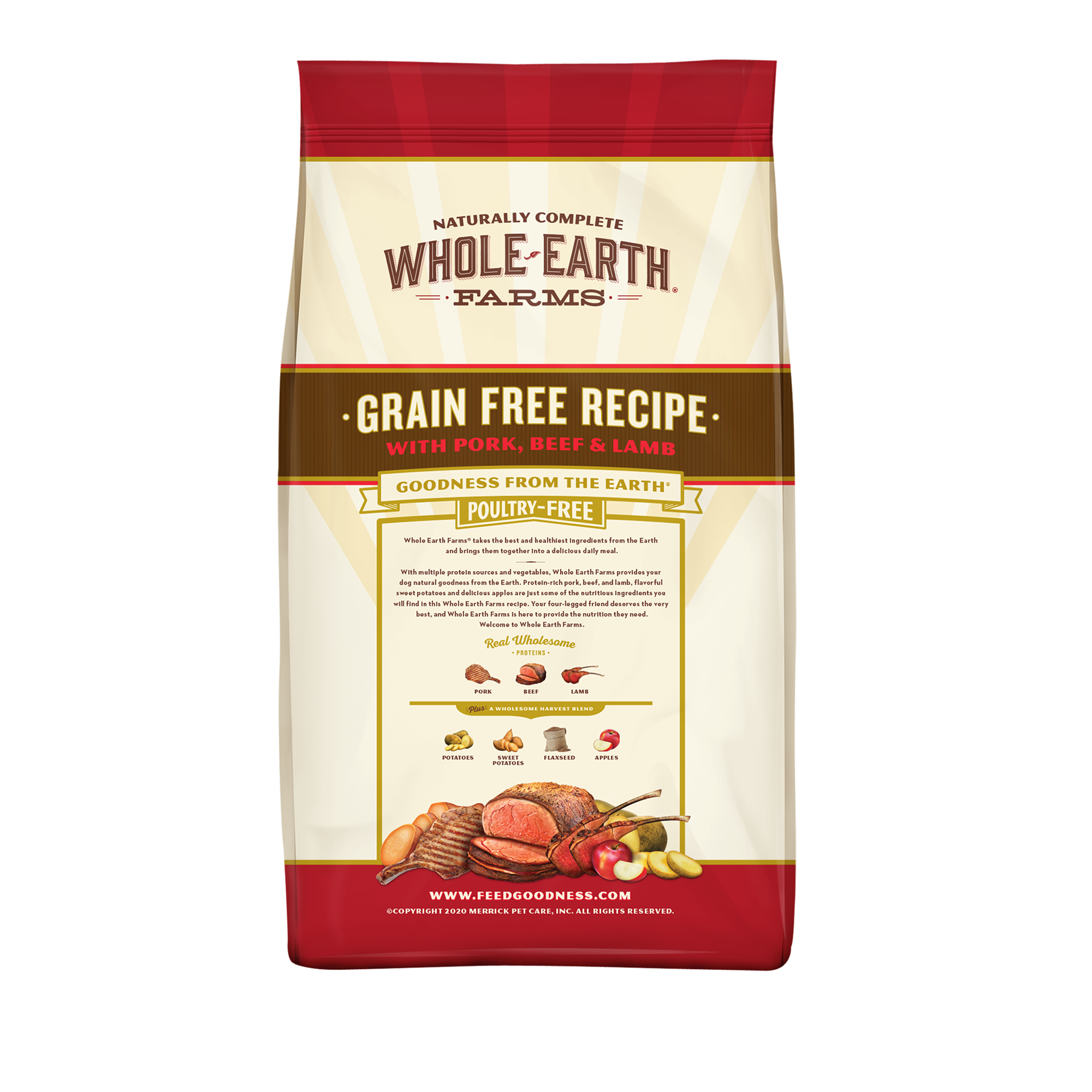 slide 3 of 3, Whole Earth Farms Grain Free Dry Dog Food Pork, Beef & Lamb Recipe - 12 lb Bag, 12 lb