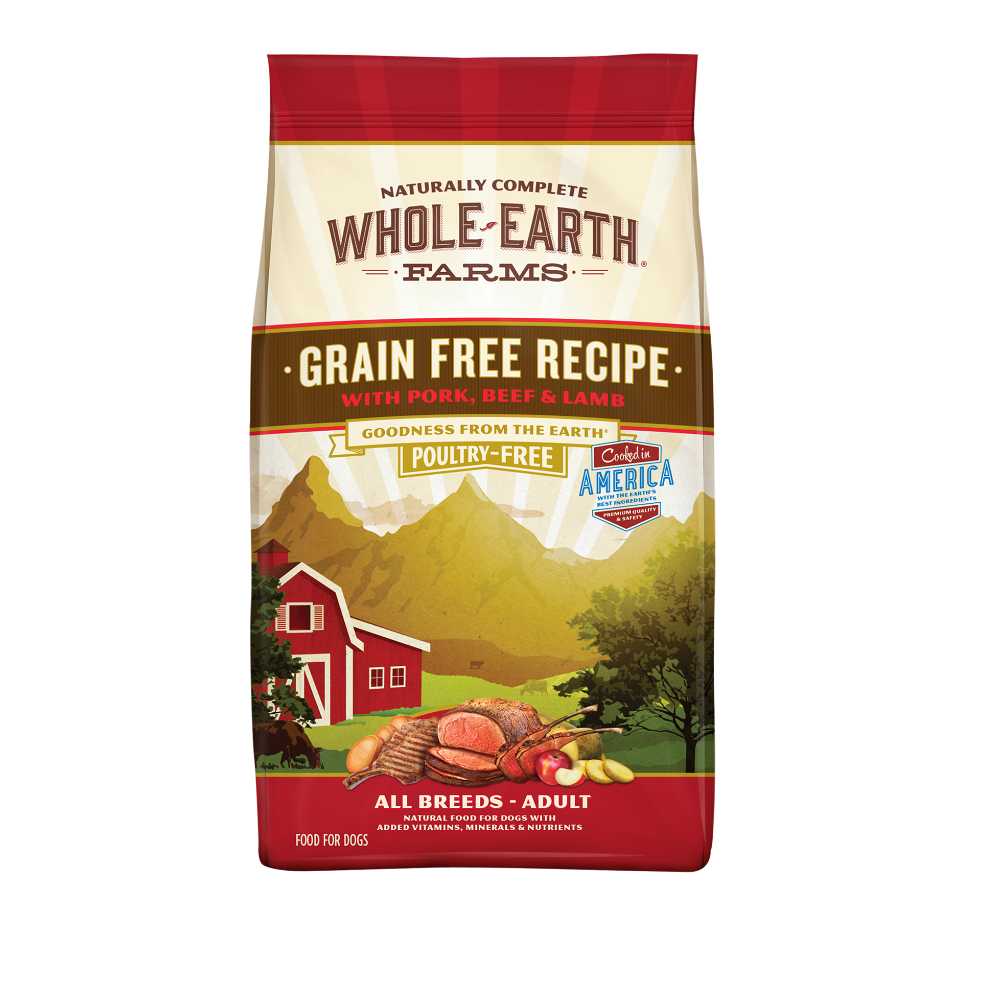 slide 1 of 3, Whole Earth Farms Grain Free Dry Dog Food Pork, Beef & Lamb Recipe - 12 lb Bag, 12 lb