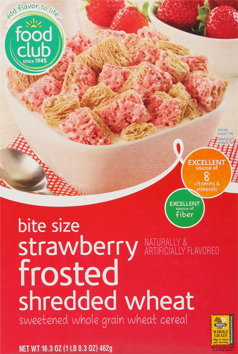 slide 14 of 16, Food Club Bite Size Shredded Wheat Strawberry Frosted Cereal 16.3 oz, 16.3 oz