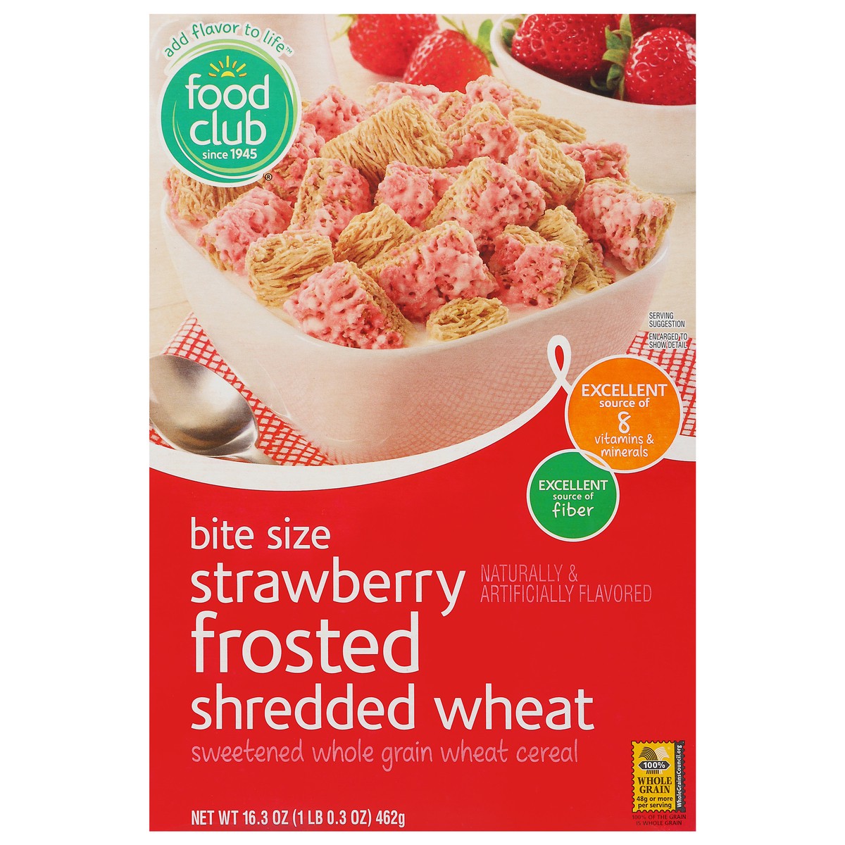 slide 4 of 16, Food Club Bite Size Shredded Wheat Strawberry Frosted Cereal 16.3 oz, 16.3 oz
