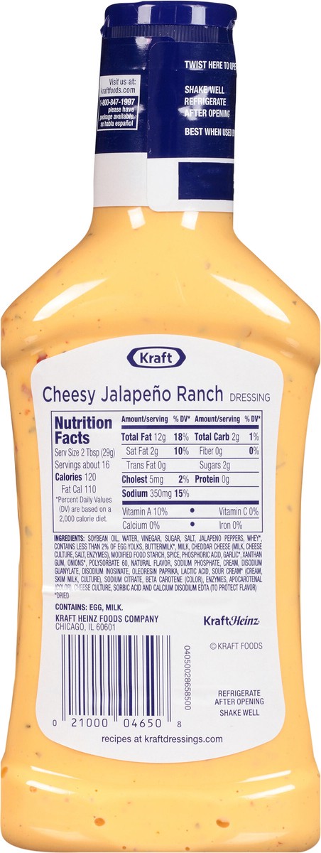 slide 7 of 13, Kraft Velveeta Cheesy Jalapeno Ranch Dressing & Dip 15.8 fl oz Bottle, 15.8 fl oz