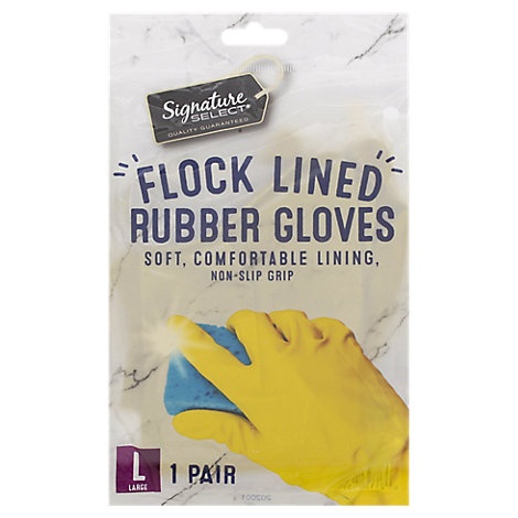 slide 1 of 1, Signature Select Gloves Flock Lined Large - 1 Pair, 1 ct