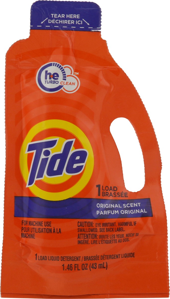 slide 4 of 9, Tide Single Load Liquid Laundry Detergent, Travel Size, 1.46 fl oz, 1.46 ct