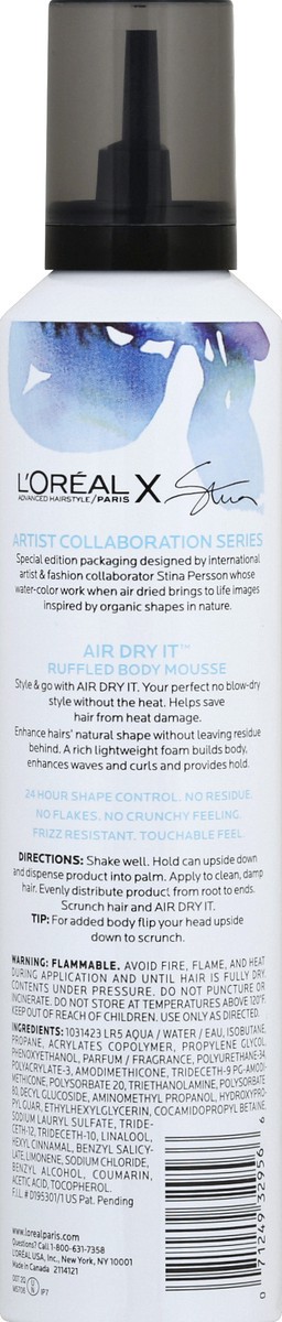 slide 6 of 6, L'Oréal Advanced Hairstyle/Paris Air Dry It Strong Hold Ruffled Body Mousse, 8.3 oz