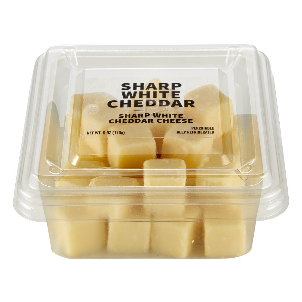 slide 1 of 6, Uppercut Cubed Sharp White Cheddar Cheese, 6 oz