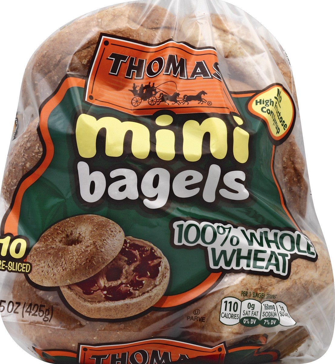 slide 5 of 5, Thomas' Whole Wheat Pre-Sliced Mini Bagels, 12 ct; 18 oz