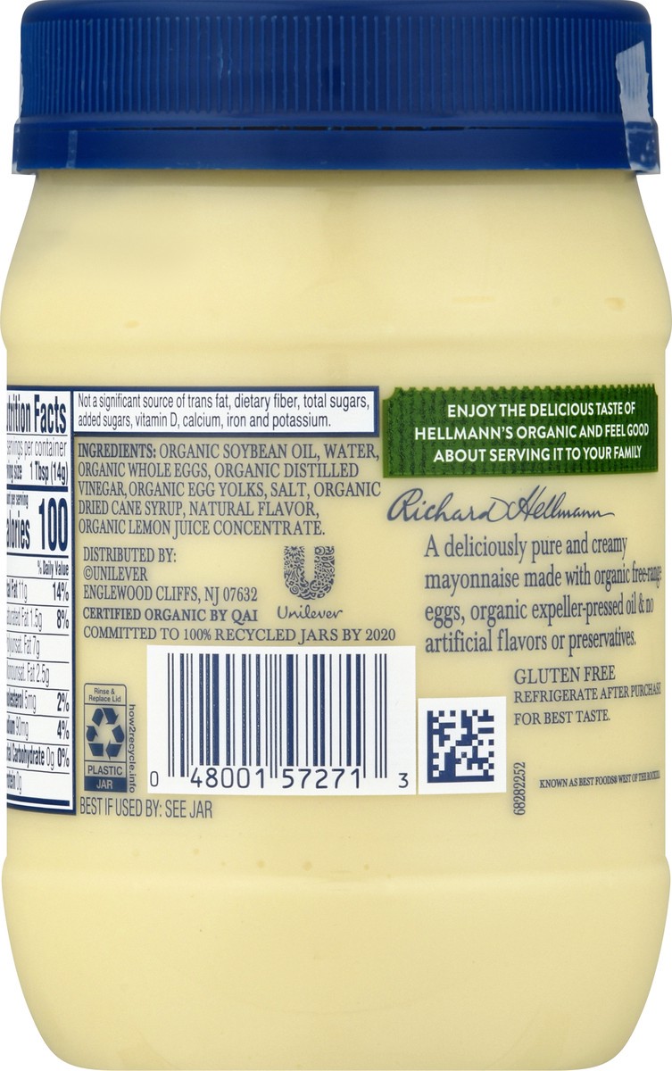 Hellmann's Mayonnaise Original Organic - 15 oz jar